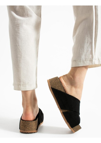 Kalın Taban Kadın Terlik Siyah