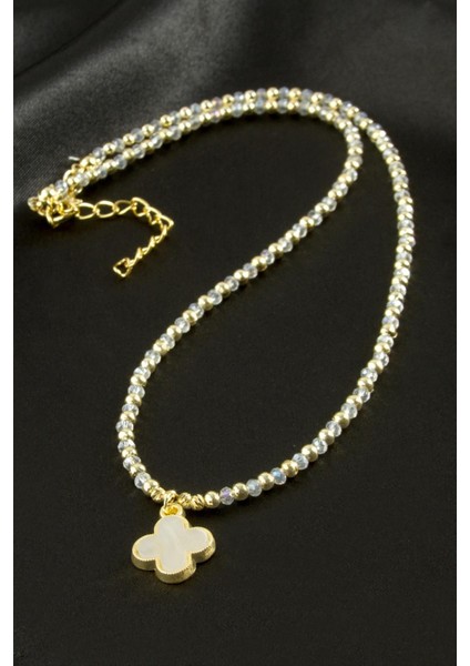 Ds-Derin Çiçek Sedef Kristal Kolye-Sarı fiyatları