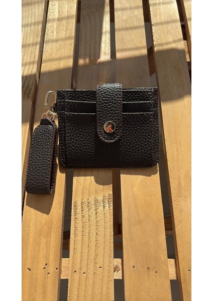 Kadın Çıtçıt Kapamalı Anahtarlık ve Kartlık Detaylı Cüzdan