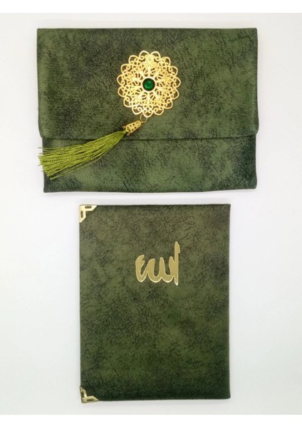 Lüks Çantalı Kadife Kaplı Yasin ( Yeşil )