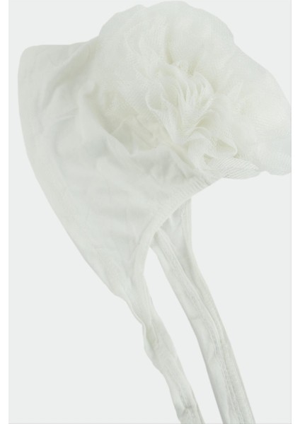 Ds-Derin Dikişli Fırfırlı Bone-Beyaz