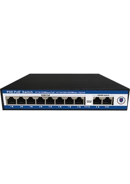 Novacom NVC-PSE0820G 100/1000MB 8 Port Poe + 2 Port Uplink Switch