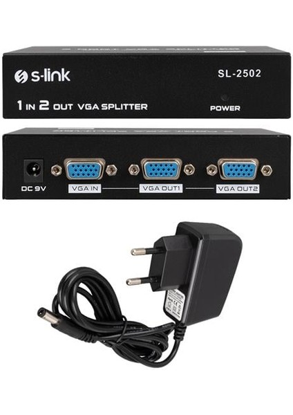S-Link SL-2502 2 Port VGA Splitter Dağıtıcı fiyatları