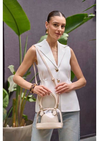 Krem Kadın Şeffaf Mini El ve Omuz Çantası fırsatları