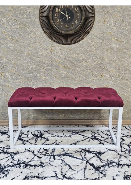 Beyaz Boyalı Diktörtgen 100 cm x 40 cm Oturak Puf - Bench - Makyaj Oturağı - Oturak Bordo Renk 100 x 40 Boyut/ebat fiyatları