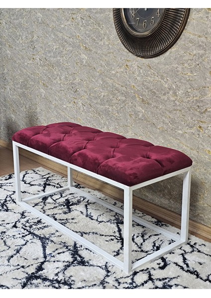 Beyaz Boyalı Diktörtgen 100 cm x 40 cm Oturak Puf - Bench - Makyaj Oturağı - Oturak Bordo Renk 100 x 40 Boyut/ebat fırsatları