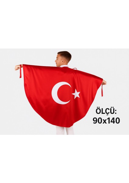 10 Adet Türk Bayraklı Çocuk Pelerin |23 Nisan–29 Ekim–19 Mayıs–10 Kasım | 90*140
