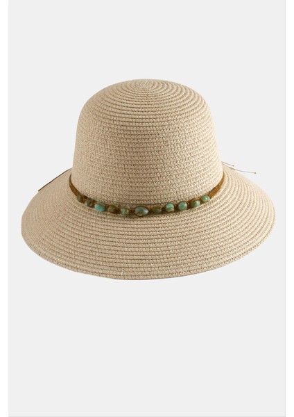 Ds-Derin Akik Doğaltaşlı Hasır Şapka-Pudra Rengi fiyatları