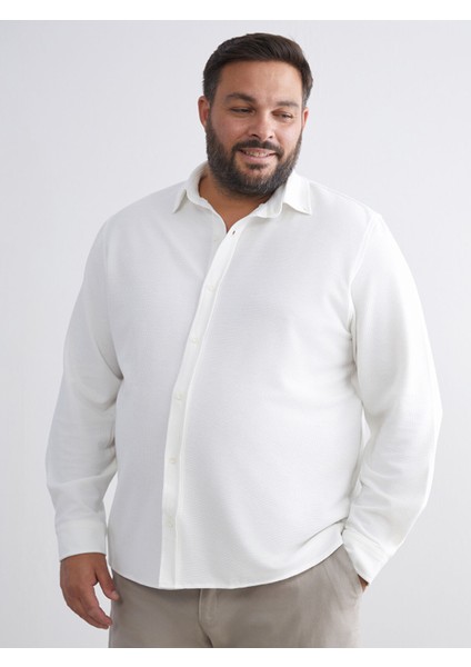 Yeni Sezon Büyük Beden Slim Fit Uzun Kollu Erkek Gömlek