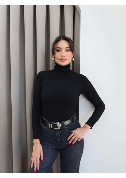 Balıkçı Yaka Düz Kazak