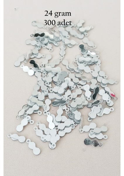 Oya Abiye Bileklik Kolye Pleksi Metalik Plastik Pul Gümüş Renk 24 Gram 300 Adet - BNC568