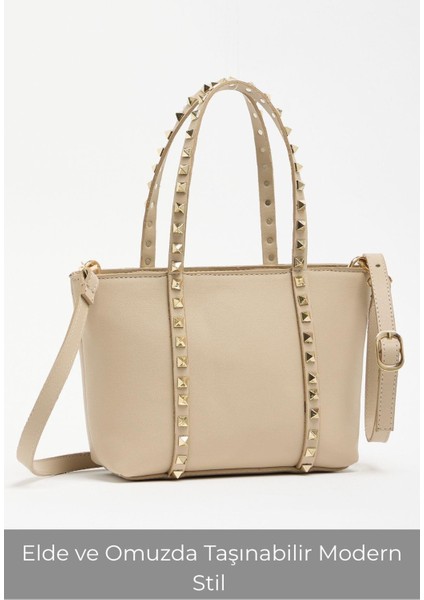 Vizon Kadın Zımba Detaylı Pu Deri Tokalı El ve Omuz Çantası fiyatları