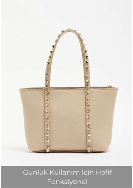 Vizon Kadın Zımba Detaylı Pu Deri Tokalı El ve Omuz Çantası modelleri