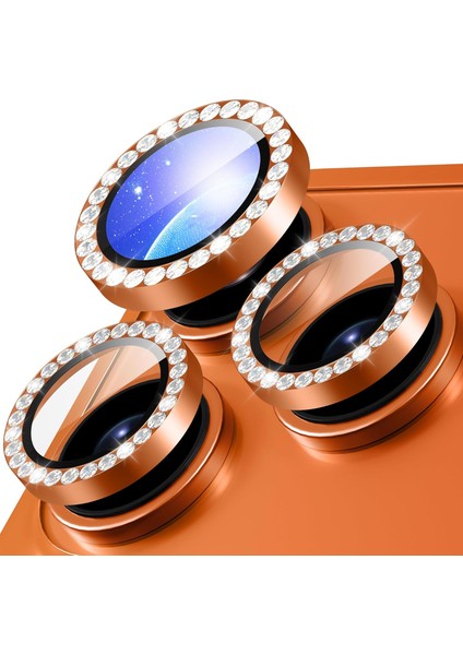 iPhone 17 Pro / 17 Pro Max Kılıf Parlak Taşlı Kamera Koruma Renkli Lens Koruyucu Temperli Cam