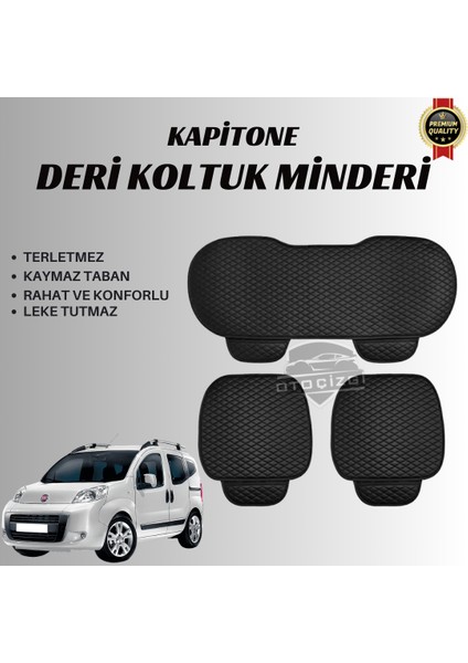 Fiat Fiorino Uyumlu Deri Kapitone Koltuk Minderi Koruma Kılıfı – 3’lü Set