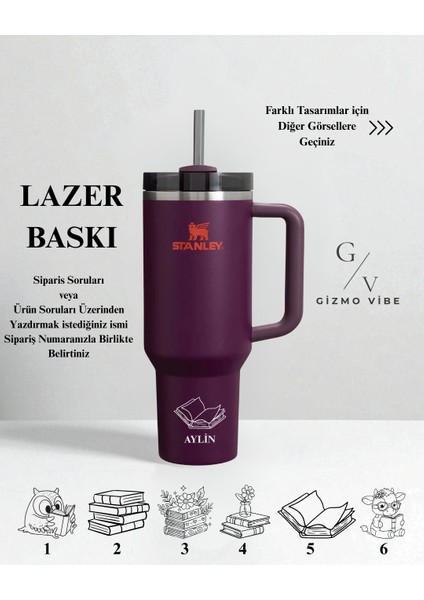 Kişiselleştirilebilir Stanley Quencher Pipetli Termos Bardak 1.18 Lt Özel Isimli/ Tasarımlı