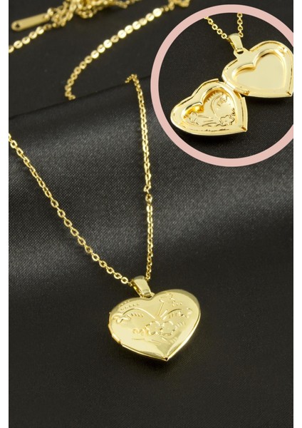 Ds-Derin Kalp Kapaklı Çelik Kolye-Sarı fiyatları