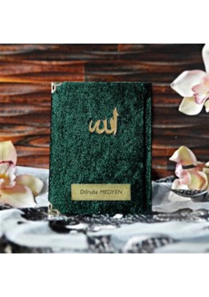 Çanta Boy 128 Sayfa Kadife Kaplı Yasin - Yeşil Yasin Kitabı - Yeşil Kadife Yasin - Sesli Yasin
