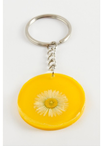 Ds-Derin Papatya Epoksi Anahtarlık-Sarı