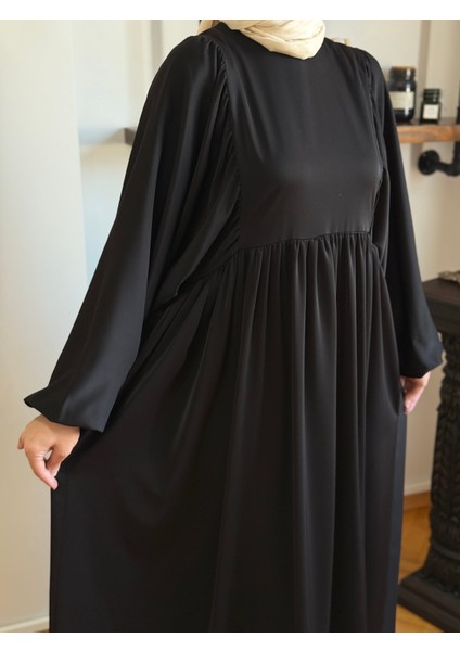 Siyah Balon Kollu Oversize Elbise 5096