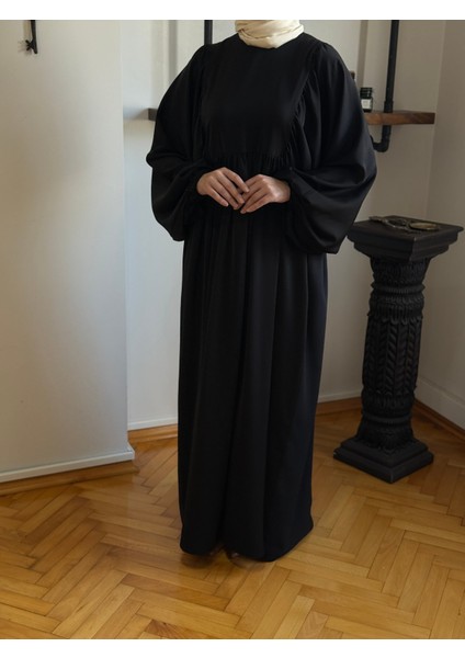 Siyah Balon Kollu Oversize Elbise 5096 indirimleri