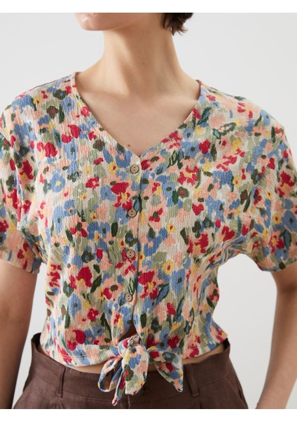 Yeni Sezon V Yaka Çiçekli Bluz modelleri