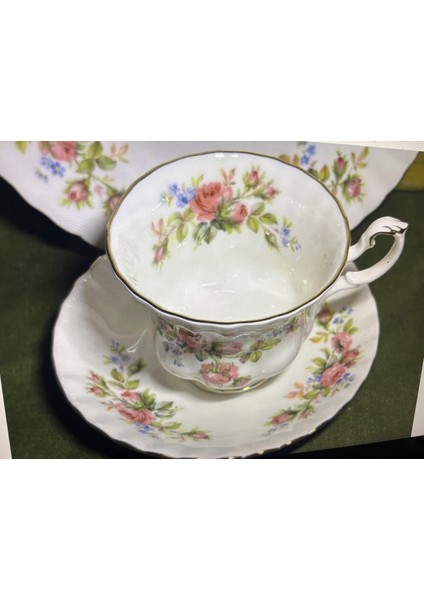 Royal Albert Moss Rose Çay Kahve Fincanı Fincan Tabağı ve Pasta Tabağı modelleri
