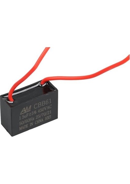 1.5 Mf 450 V Siyah Kablolu Kare Tip Kutupsuz Kondansatör