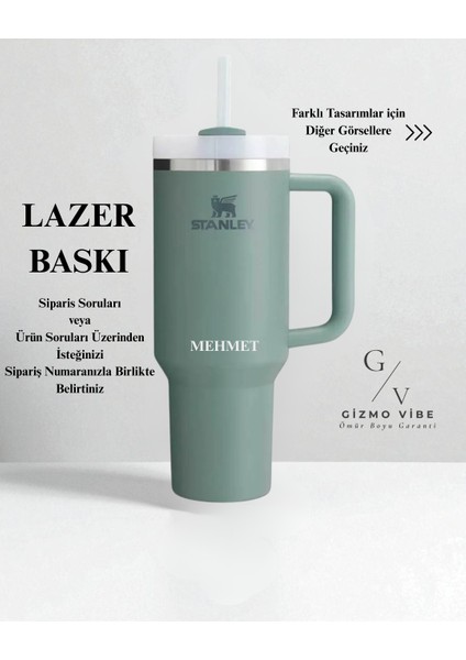 Kişiselleştirilebilir Stanley Quencher Pipetli Termos Bardak 1.18 Lt Özel Isimli modelleri