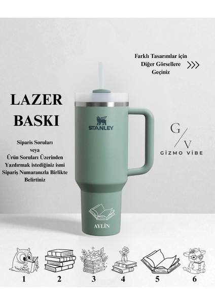 Kişiselleştirilebilir Stanley Quencher Pipetli Termos Bardak 1.18 Lt Özel Isimli