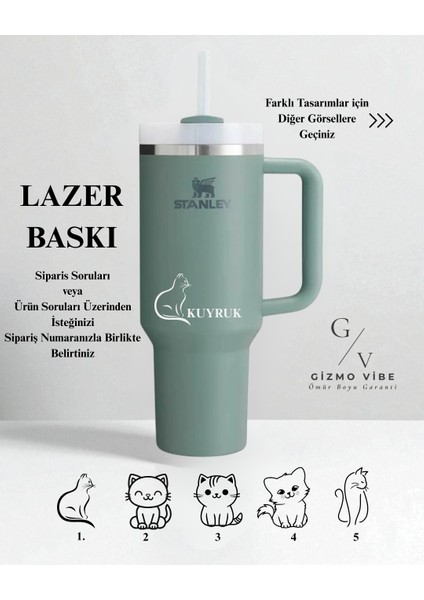 Kişiselleştirilebilir Stanley Quencher Pipetli Termos Bardak 1.18 Lt Özel Isimli