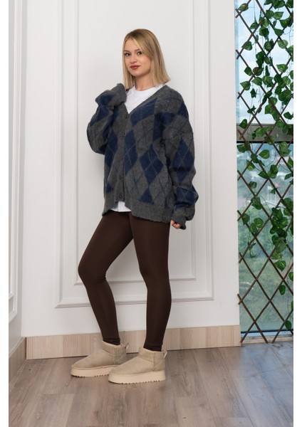 Baklava Desen Salaş Oversize Yün Hırka 27331 modelleri