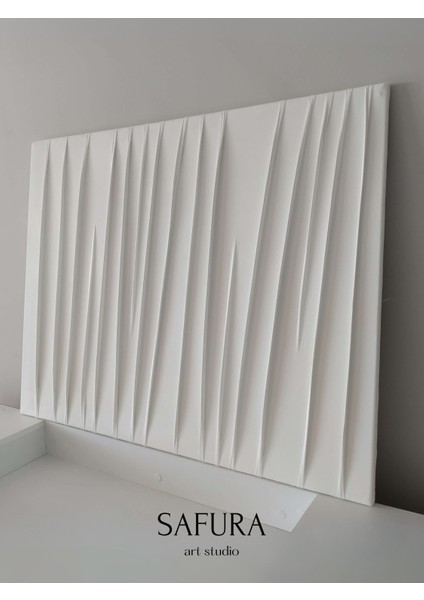 Dokulu Tablo – El Yapımı 3 Boyutlu Alçı Minimalist Dekor, Modern Iskandinav Duvar Sanatı (Esinti)