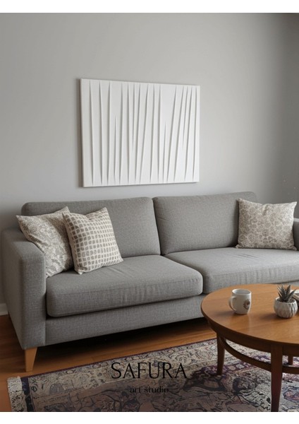Dokulu Tablo – El Yapımı 3 Boyutlu Alçı Minimalist Dekor, Modern Iskandinav Duvar Sanatı (Esinti) modelleri