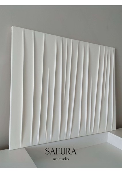 Dokulu Tablo – El Yapımı 3 Boyutlu Alçı Minimalist Dekor, Modern Iskandinav Duvar Sanatı (Esinti) fırsatları