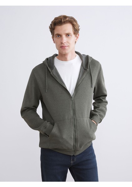 Yeni Sezon Kapüşonlu Uzun Kollu Erkek Fermuarlı Sweatshirt
