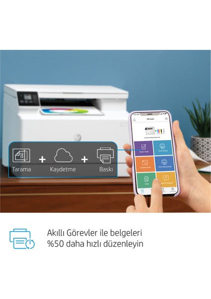 Laserjet Pro Color M182N 7KW54A Tarayıcı + Fotokopi Renkli Çok Fonksiyonlu Lazer Yazıcı