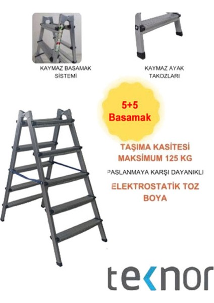 Çift Taraflı Dayanıklı Metal Basamaklı Merdiven