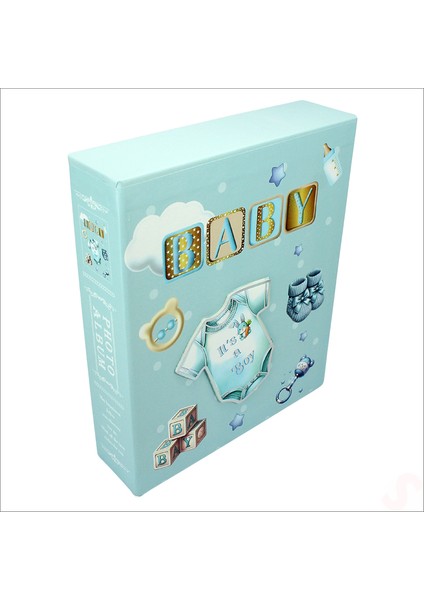Bebek Fotoğraf Albümü Kutulu, 80 Resimlik - Mavi Tulum