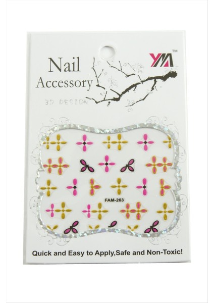 Ds-Derin Çiçek Tırnak Aksesuarı Tattoo Sticker-Beyaz