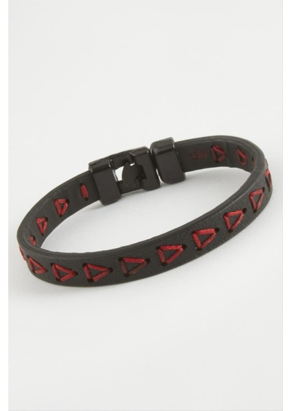 Ds-Derin Üçgen Ipli Kaliteli Suni Deri Bileklik-Siyah