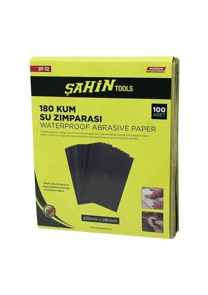 100 Adet 180 Kum Kağıt Su Zımparası 230X280MM (5250)