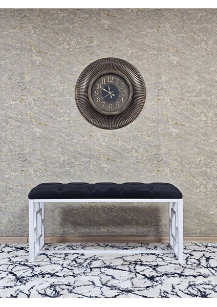 Beyaz Boyalı Içi Kareli Diktörtgen 100 cm x 40 cm Oturak Puf - Bench - Makyaj Oturağı - Oturak Siyah Renk 100 x 40 Boyut/ebat modelleri