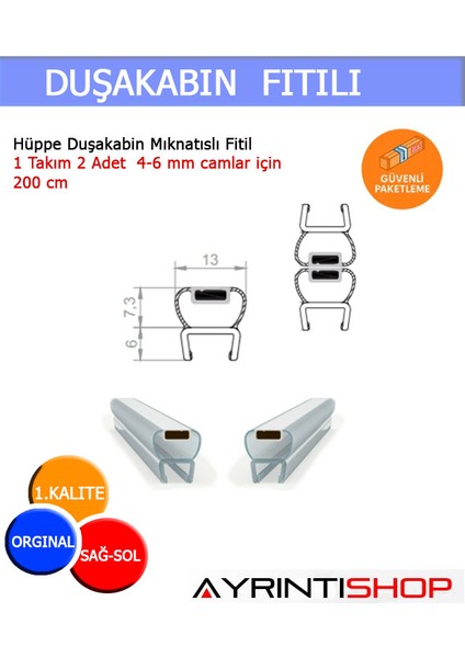 Hüppe Kabin Sisteme Uyumlu Mıknastılı Fitil 1 Takım 2 Adet