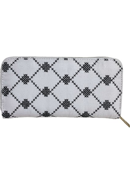 Filistin Geleneksel Beyaz Kefiye Nakışlı Tek Fermuarlı Kadın Büyük Cüzdeni 20*10 cm A100019 modelleri