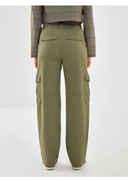 Yeni Sezon Standart Fit Gabardin Kadın Kargo Pantolon fırsatları