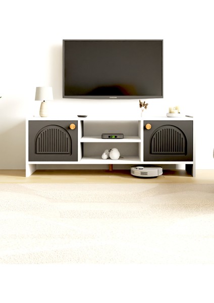 Molde Bohem Tv Sehpası Mdf Membran Kapaklı Raflı Tv Ünitesi Televizyon Sehpası