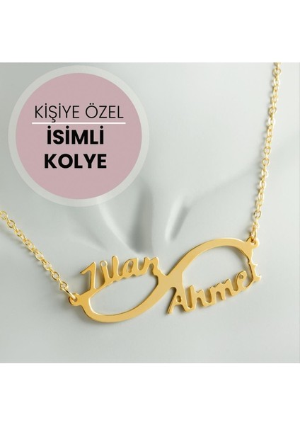 Ds-Derin Kişiye Özel Sonsuzluk Çift Isim Yazılı Kolye-Sarı fiyatları