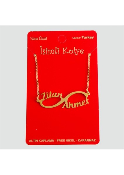 Ds-Derin Kişiye Özel Sonsuzluk Çift Isim Yazılı Kolye-Sarı modelleri