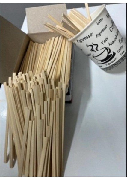 Bambu Doğal Ahşap Tahta Karıştırıcı 500LÜ Çay Kahve Karıştırıcı